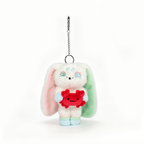 Plushie Dreadfuls bunny keychain with pastel ears cuddles a red crab—perfect as a Cancer Zodiac Gift.