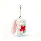A Cancer Plush Keychain, this pastel bunny holds a red heart—perfect as a thoughtful Cancer Zodiac Gift.