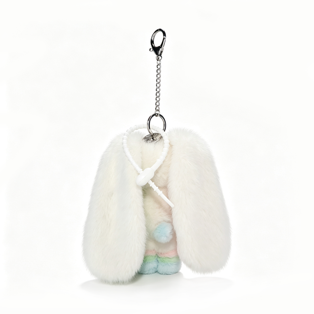 Plushie Dreadfuls Cancer Plush Keychain: long white fur, floppy ears, pastel feet—perfect Cancer Zodiac Gift.