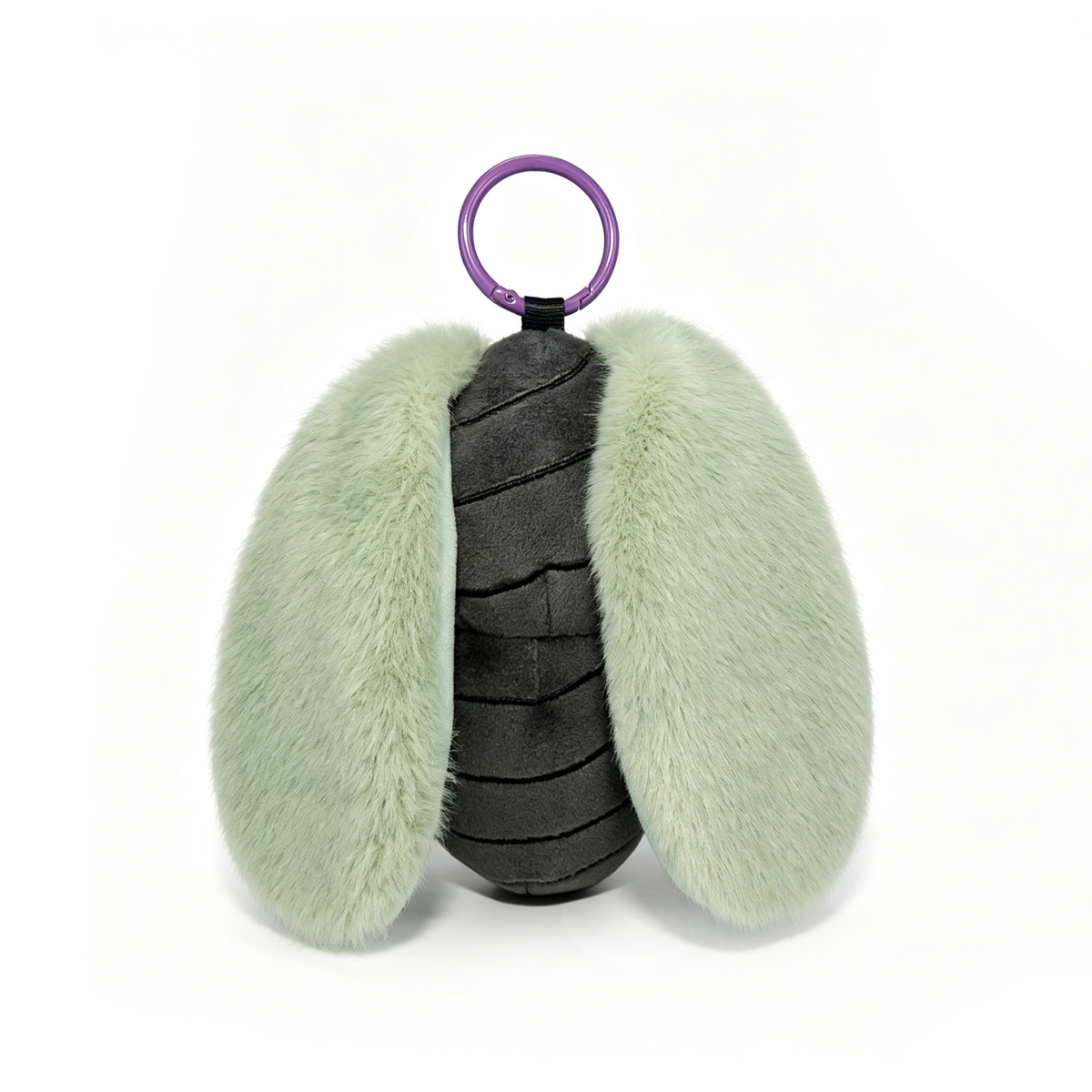 A Bunnculus Plush Keychain with mint-green floppy ears, black body, and purple ring—perfect for Plushie Dreadfuls fans.