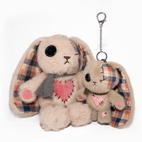 Load image into Gallery viewer, Plushie Dreadfuls - Plaid Love Rabbit Plush Keychain Accessory - Mysterious

