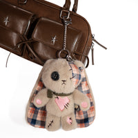 Load image into Gallery viewer, Plushie Dreadfuls - Plaid Love Rabbit Plush Keychain Accessory - Mysterious
