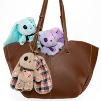Load image into Gallery viewer, Plushie Dreadfuls - Plaid Love Rabbit Plush Keychain Accessory - Mysterious
