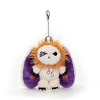 Leo Plush Keychain from Plushie Dreadfuls features an orange mane, purple ears, and eyepatch on a white background.