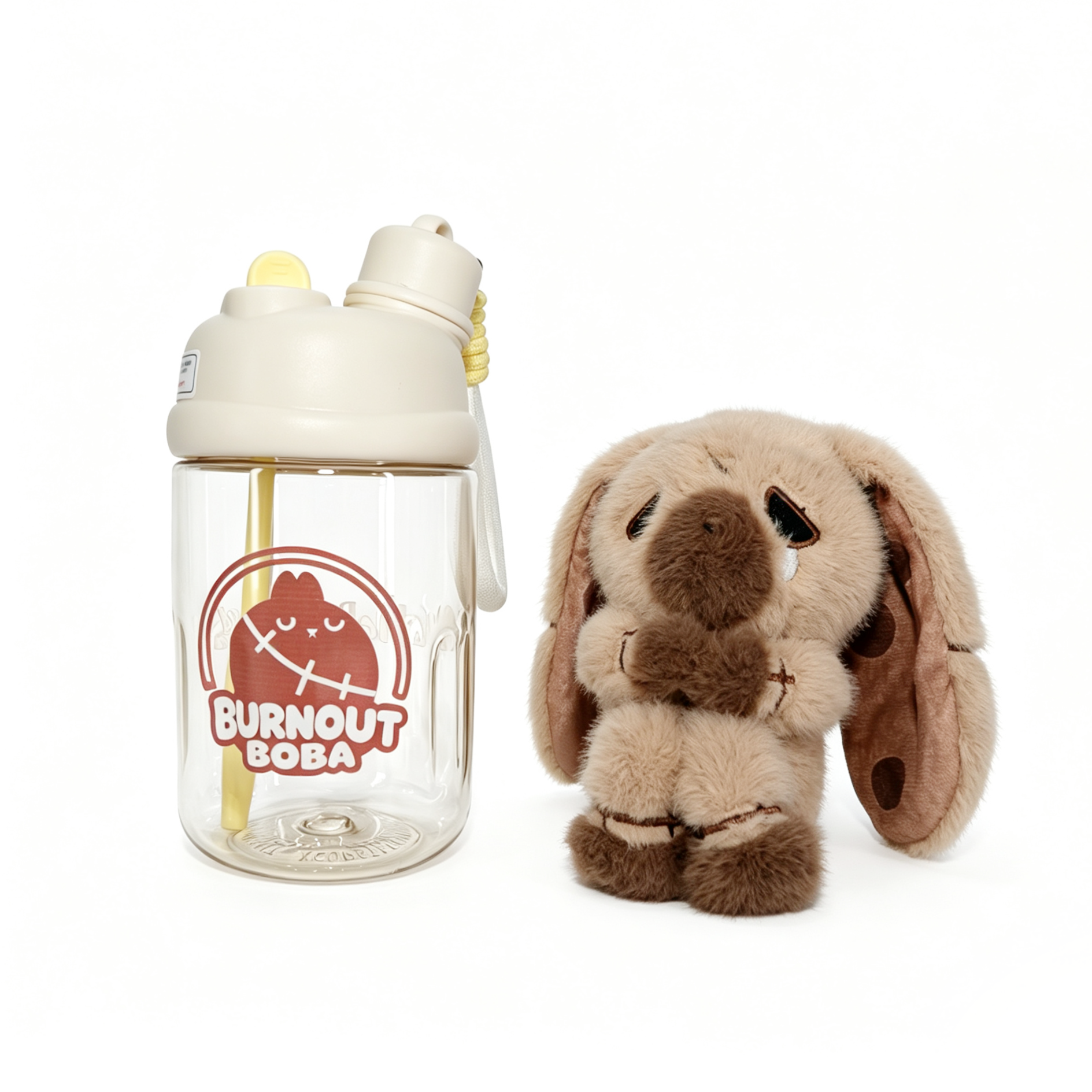 Plushie Dreadfuls  - Burnout Brown Sugar Boba Bunny in Cup - Plush and Cup Collector Set