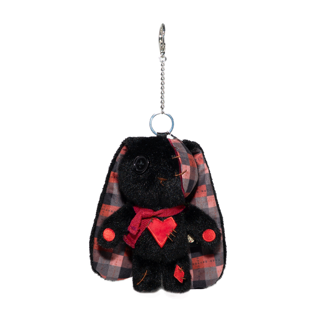 Plushie Dreadfuls - Black Plaid Love Rabbit Plush Keychain Accessory