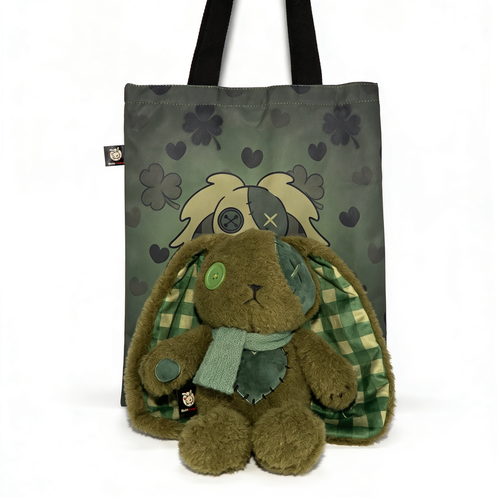 Plushie Dreadfuls - Lucky Green Plaid Love Rabbit - Plush Stuffed Animal