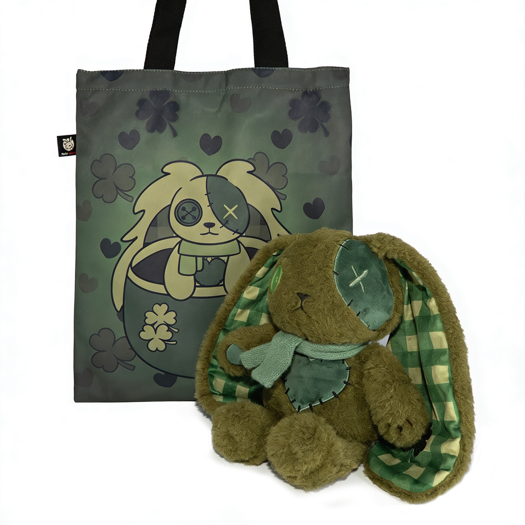 Plushie Dreadfuls - Lucky Green Plaid Love Rabbit - Plush Stuffed Animal
