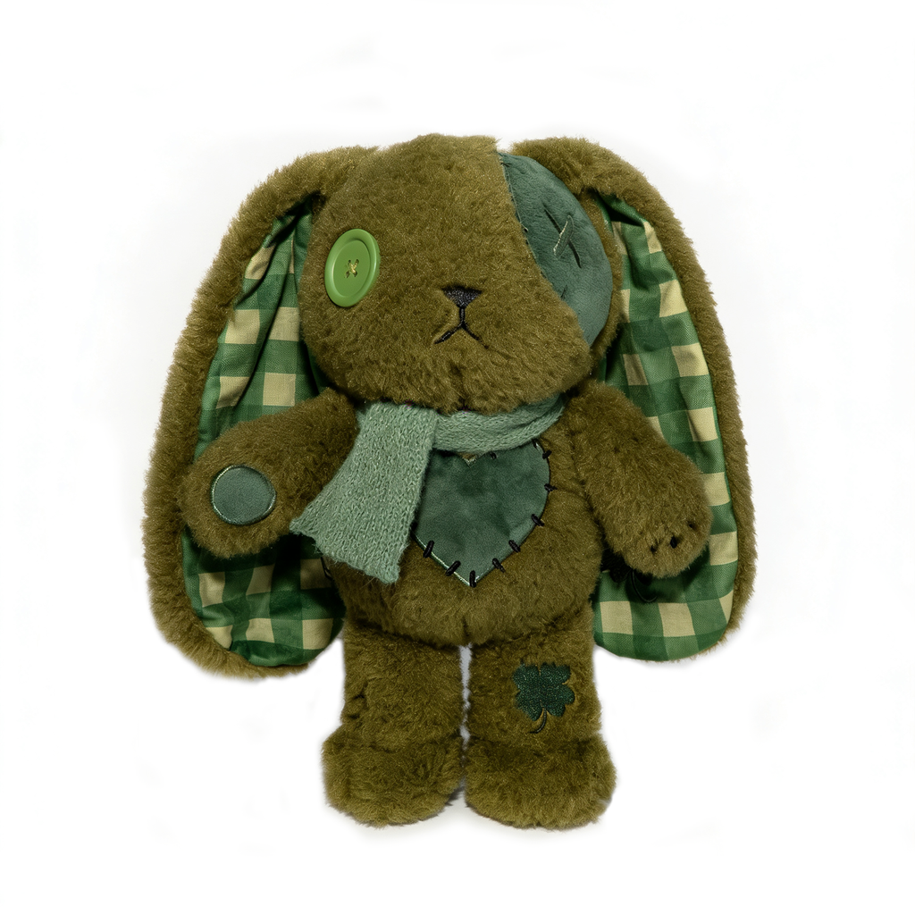 Plushie Dreadfuls - Lucky Green Plaid Love Rabbit - Plush Stuffed Animal