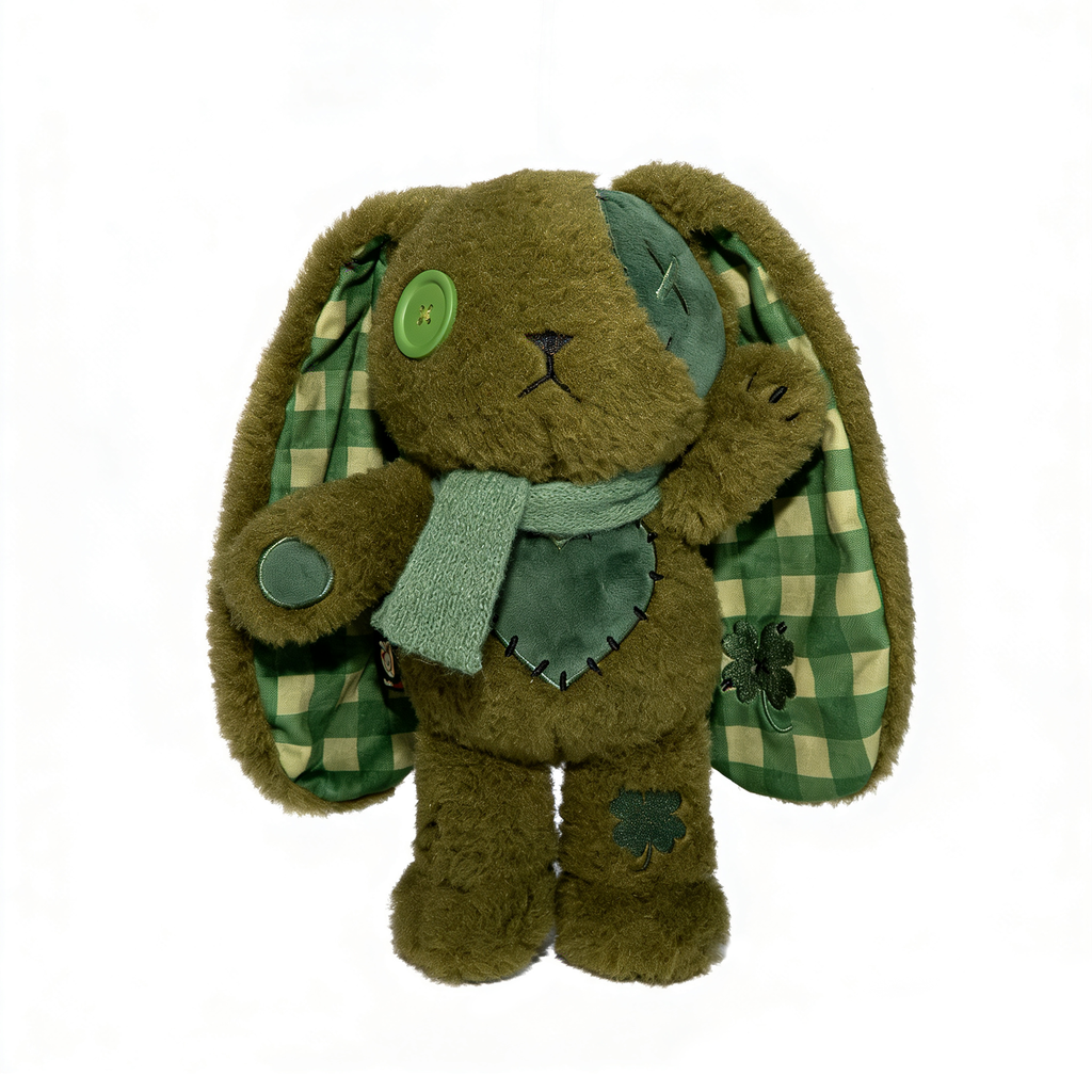 Plushie Dreadfuls - Lucky Green Plaid Love Rabbit - Plush Stuffed Animal