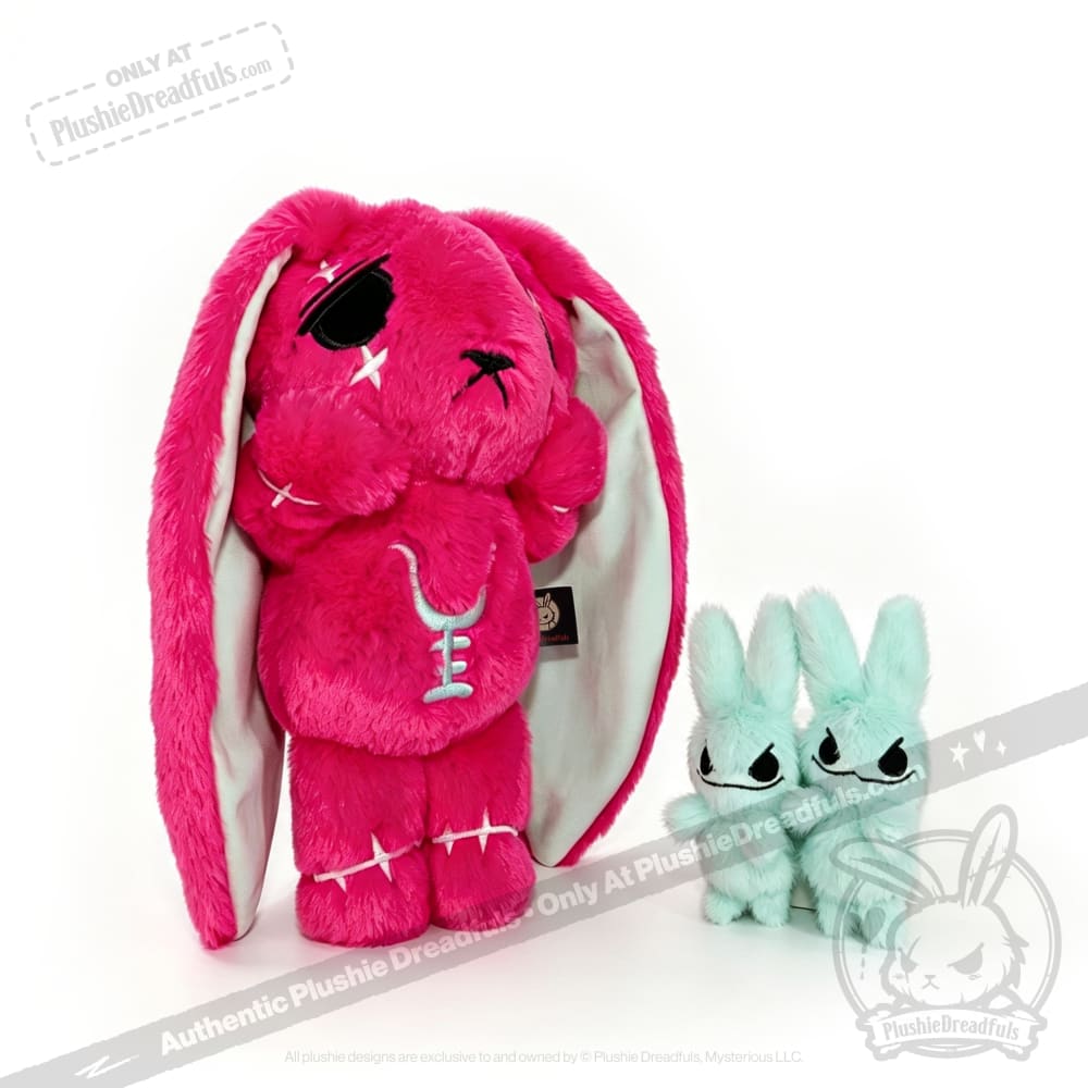 Anxiety Rabbit Hot Pink and Mint Limited Edition - Plush Stuffed Animal - plush