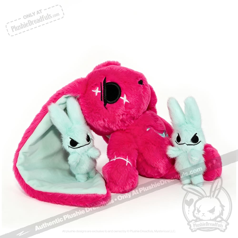 Anxiety Rabbit Hot Pink and Mint Limited Edition - Plush Stuffed Animal - plush