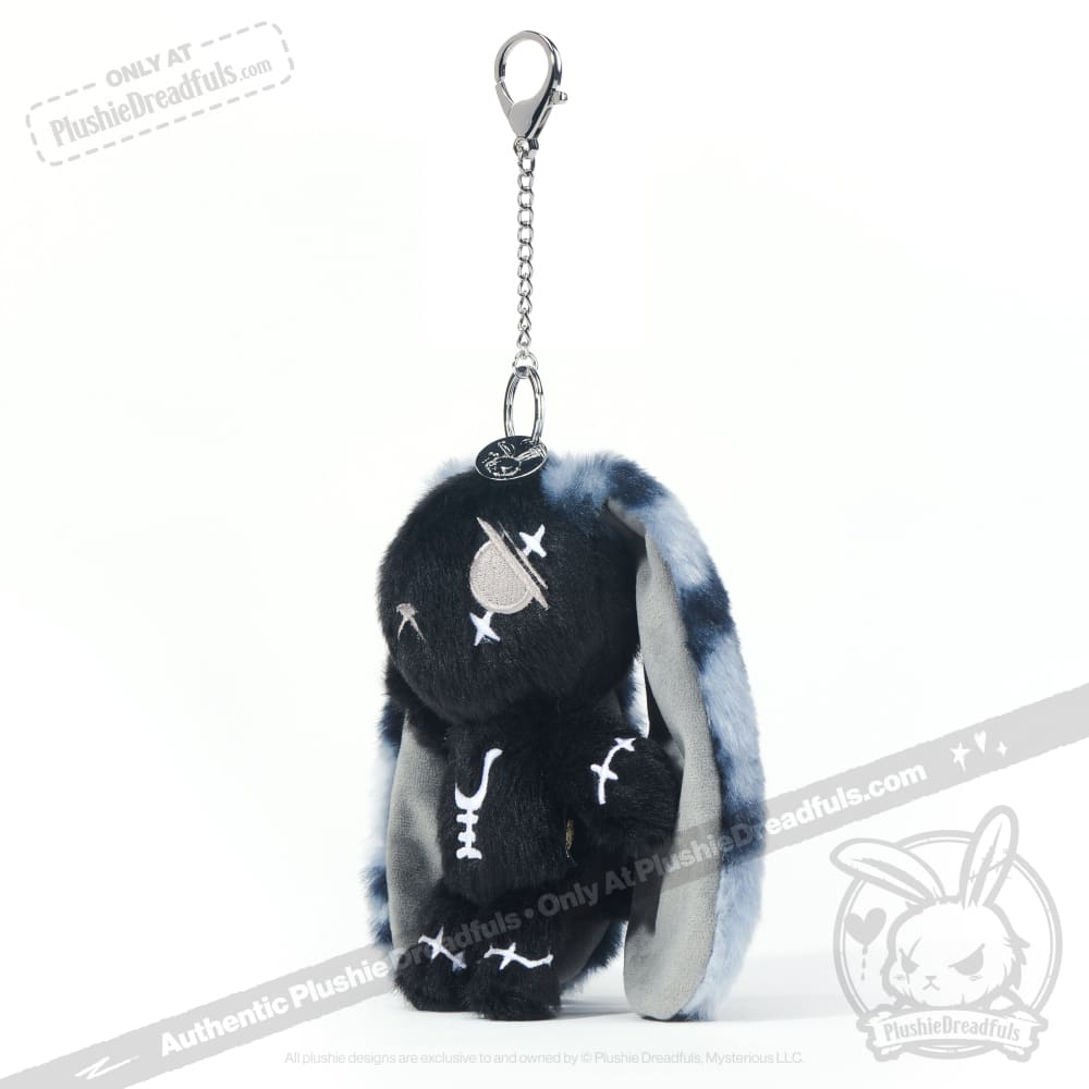 Black Anxiety Rabbit Plush Keychain Accessory – Mysterious