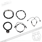 Plushie Dreadfuls -Black Anxiety Rabbit Stacking Friendship Bracelet