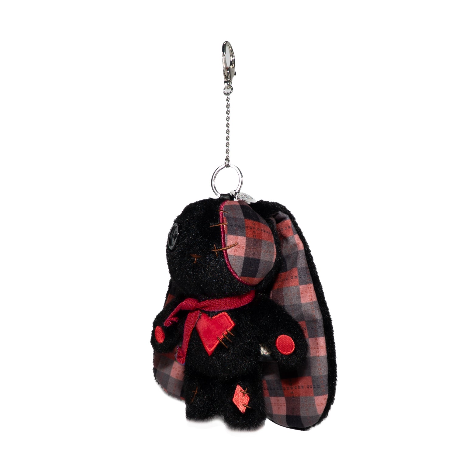 Plushie Dreadfuls - Black Plaid Love Rabbit Plush Keychain Accessory - Mysterious