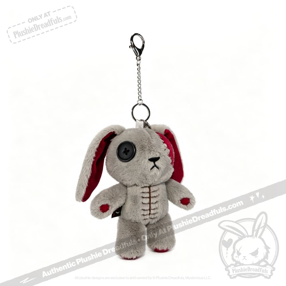 Distressed White Rabbit Plush Keychain Accessory - Keychain