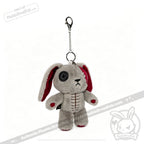 Distressed White Rabbit Plush Keychain Accessory - Keychain