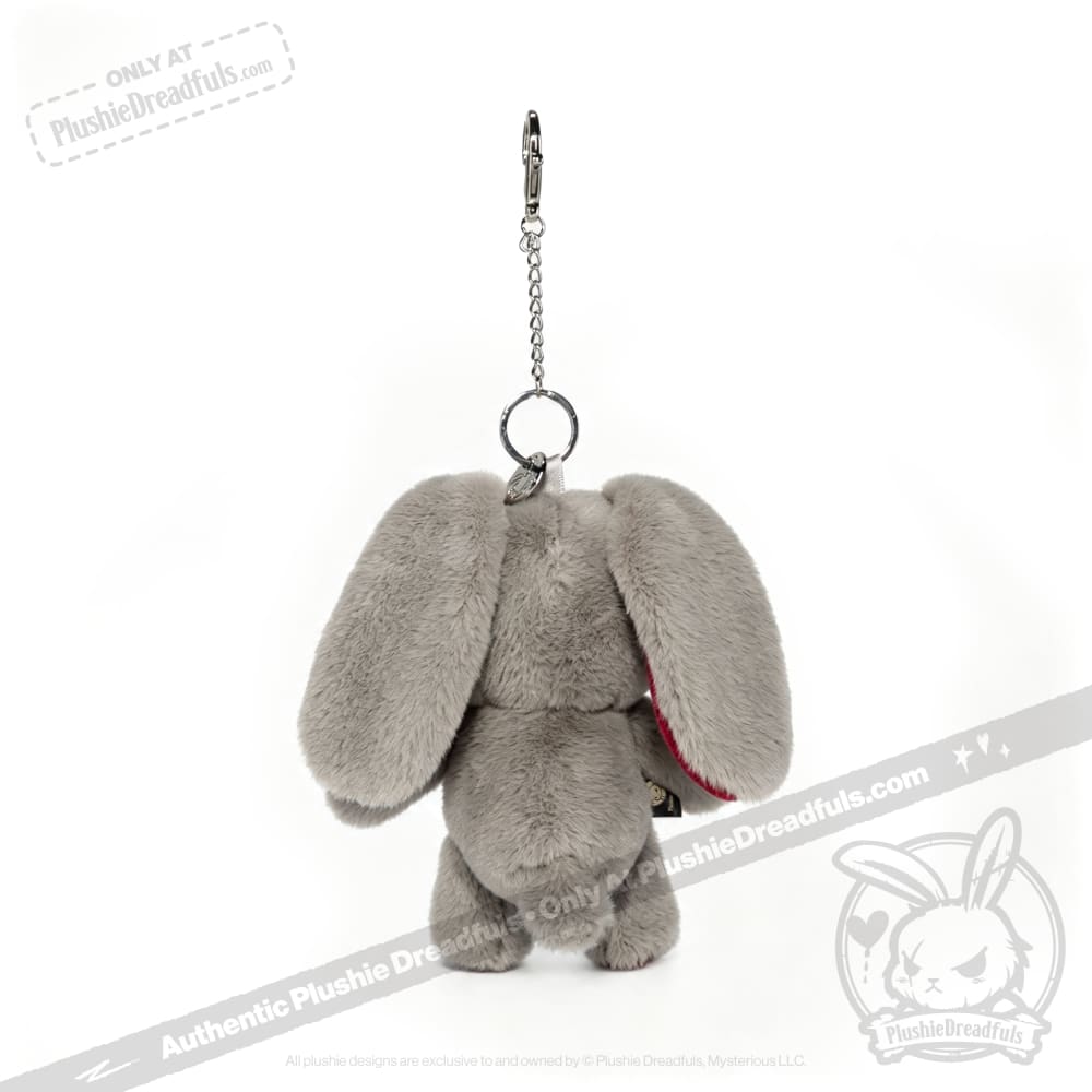 Distressed White Rabbit Plush Keychain Accessory - Keychain