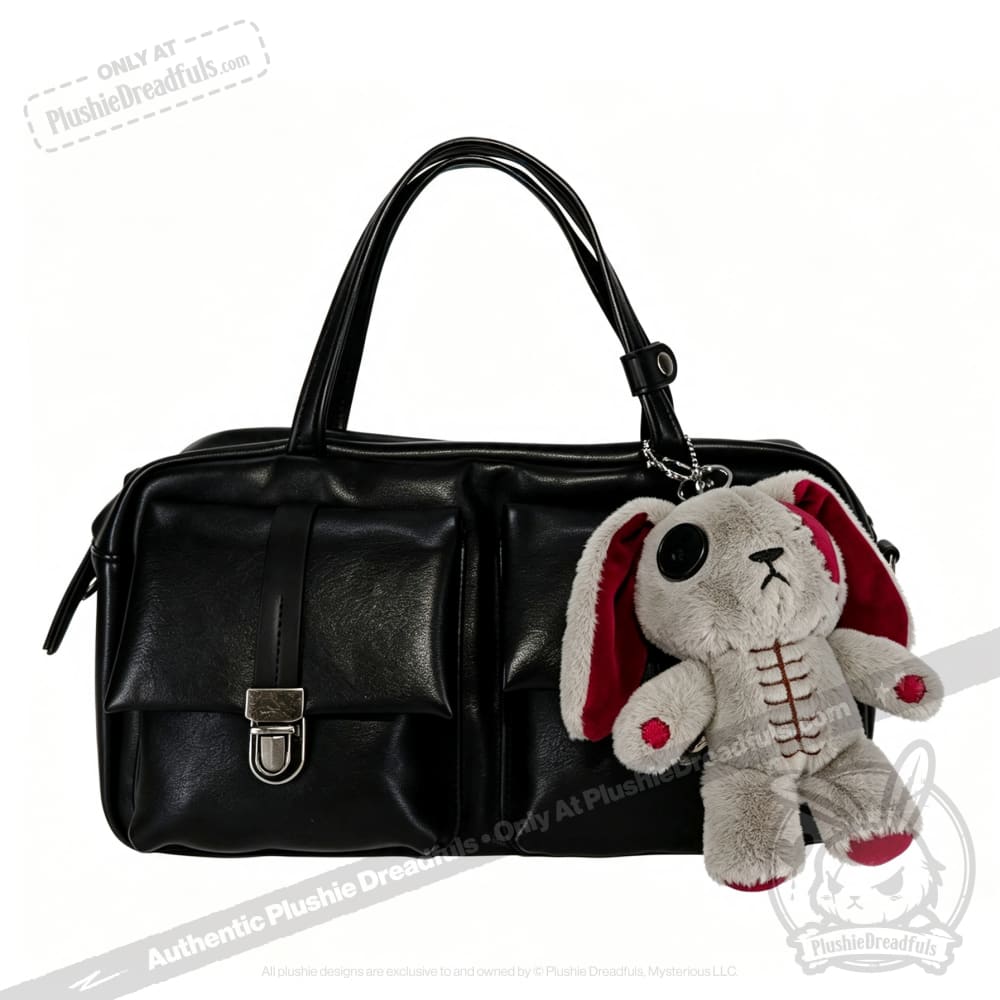 Distressed White Rabbit Plush Keychain Accessory - Keychain