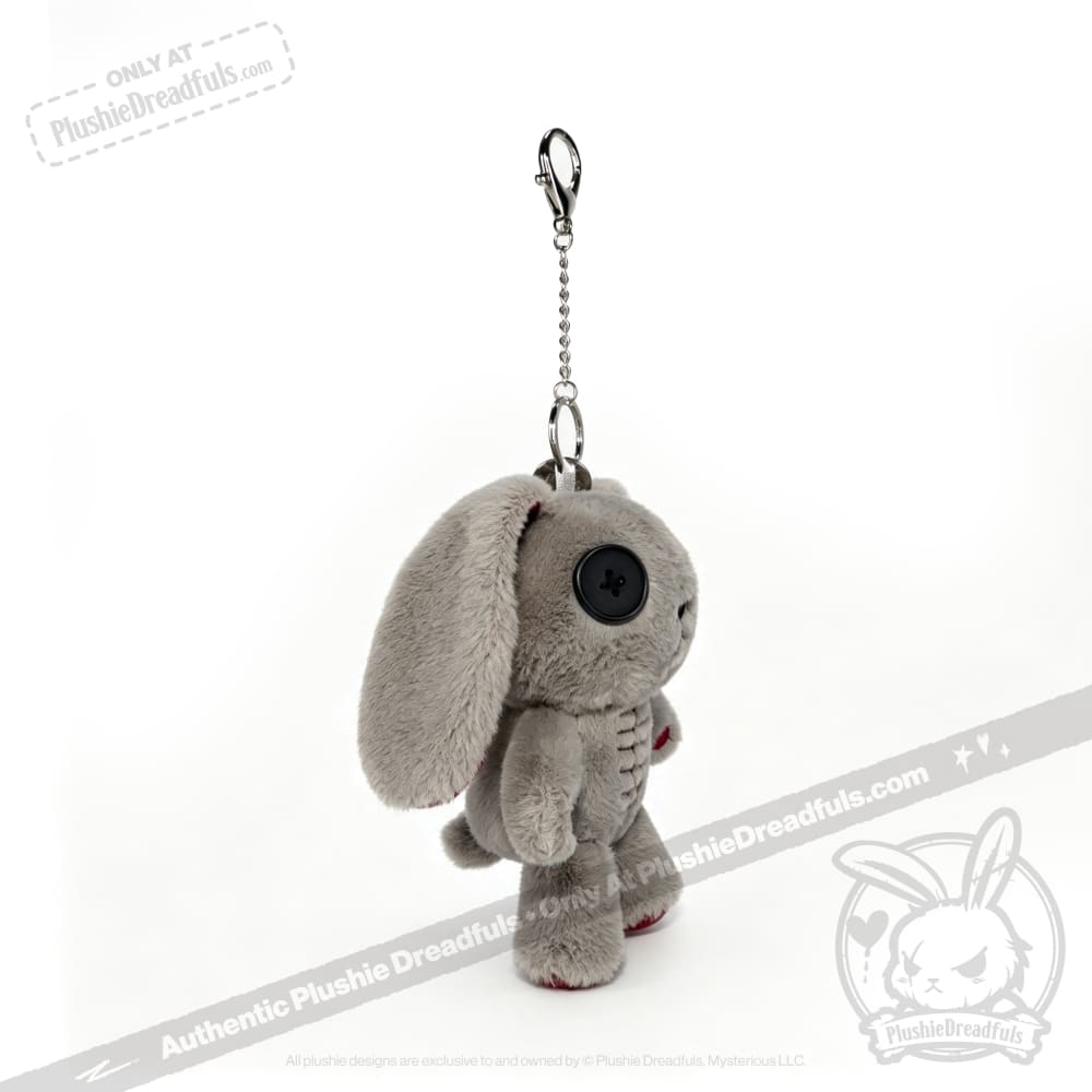 Distressed White Rabbit Plush Keychain Accessory - Keychain