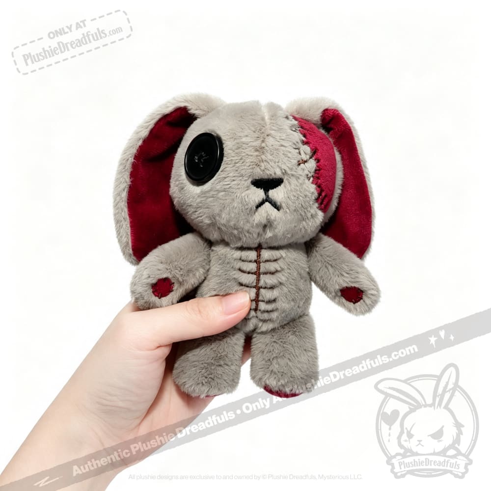 Distressed White Rabbit Plush Keychain Accessory - Keychain