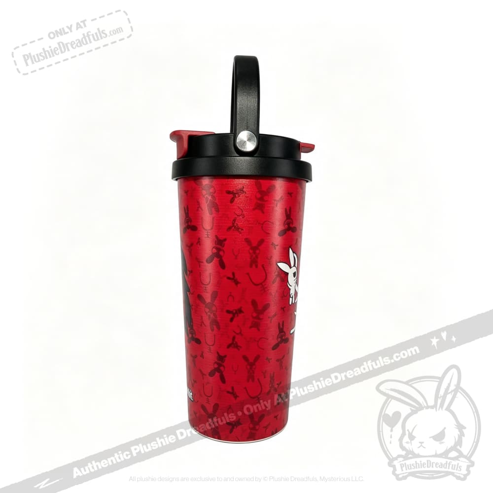 Grey Anxiety Rabbit Cup - Plush Head and Cup Collector Set - thermos