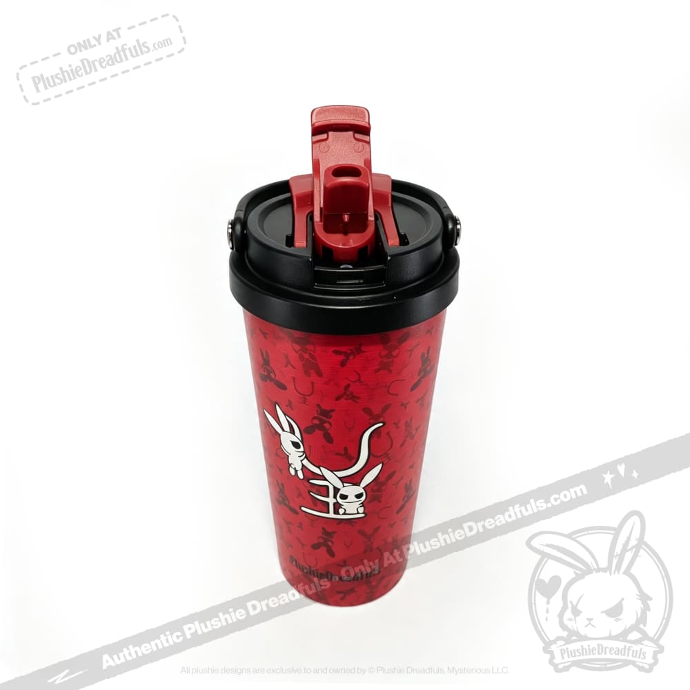 Grey Anxiety Rabbit Cup - Plush Head and Cup Collector Set - thermos