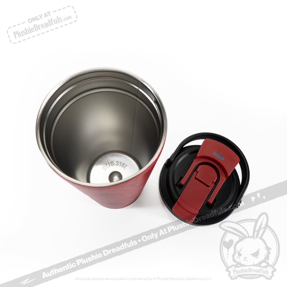 Grey Anxiety Rabbit Cup - Plush Head and Cup Collector Set - thermos