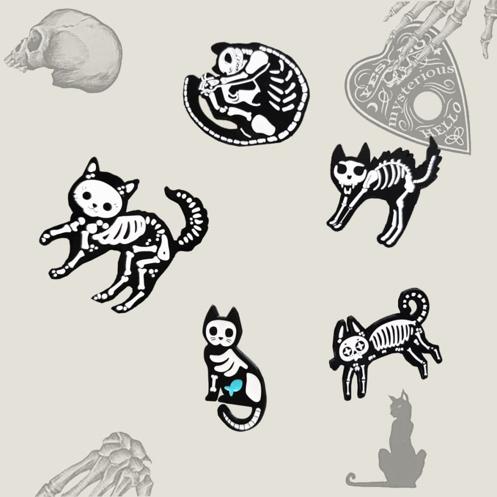 Kitty Skeleton Pins - Mysterious