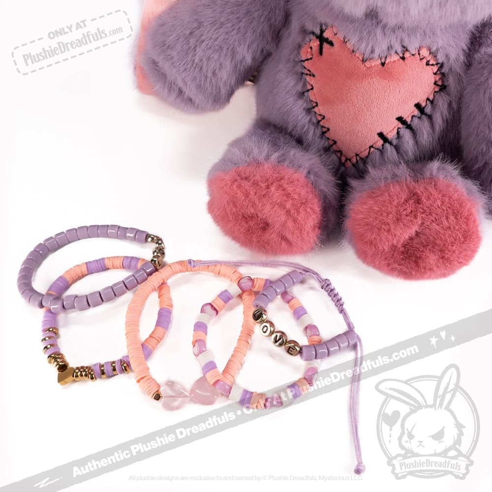 Plushie Dreadfuls - Lavender Love Rabbit Stacking Friendship Bracelet