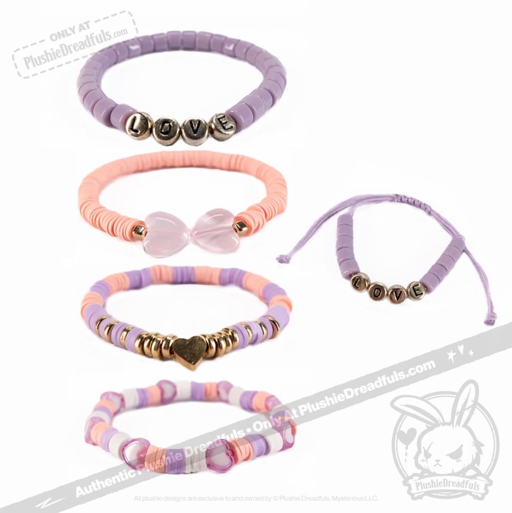 Plushie Dreadfuls - Lavender Love Rabbit Stacking Friendship Bracelet