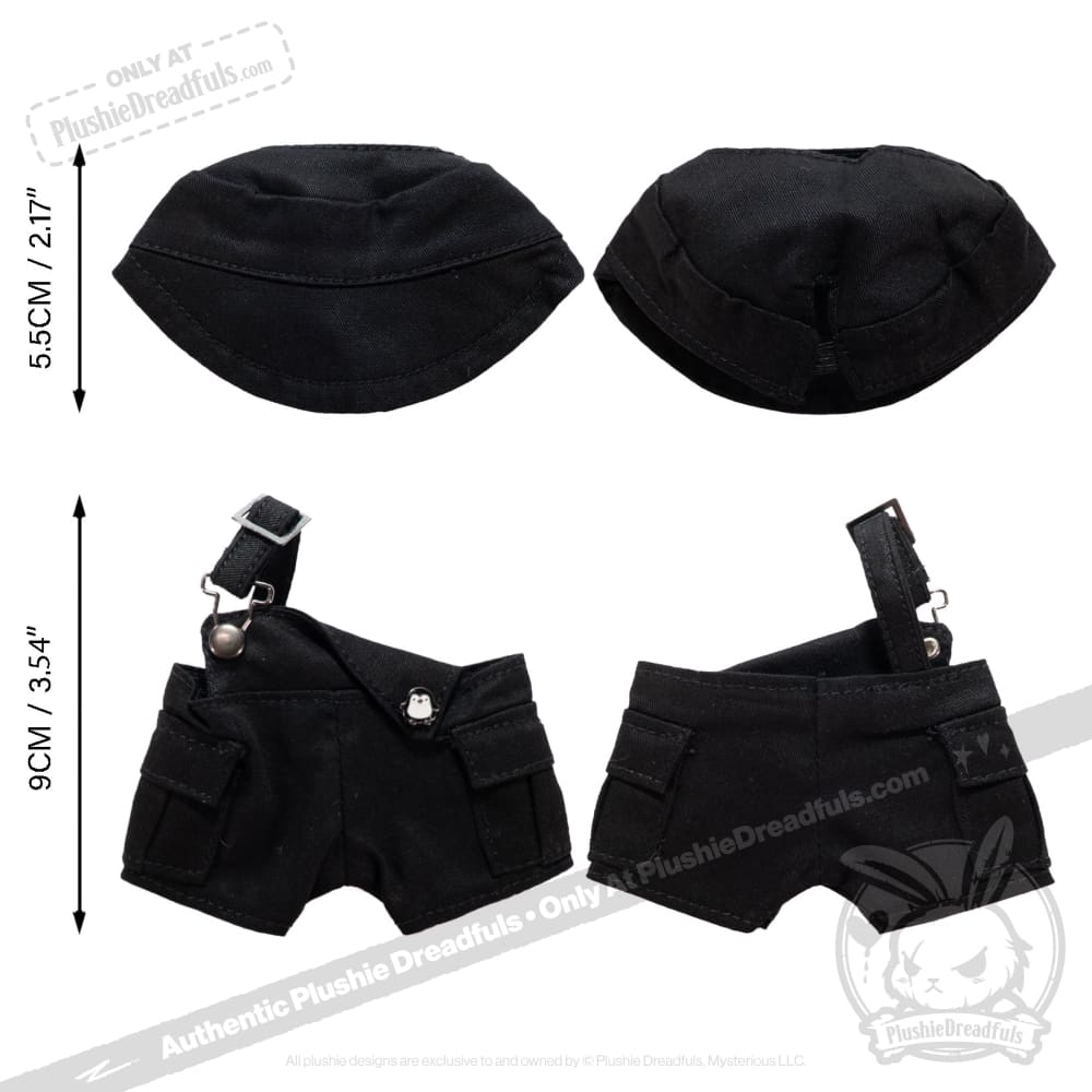 Mini Plush Outfit Black off the Shoulder Overalls accessory