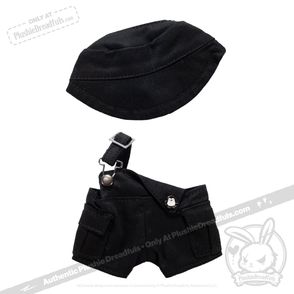 Mini Plush Outfit Black off the Shoulder Overalls accessory