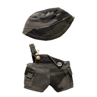 Load image into Gallery viewer, Mini Plush Outfit Camo off the Shoulder Overalls accessory
