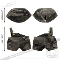 Load image into Gallery viewer, Mini Plush Outfit Camo off the Shoulder Overalls accessory
