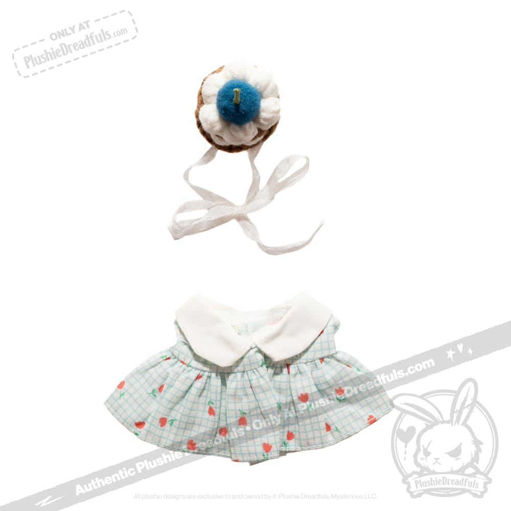 Mini Plush Outfit Cupcake Gingham Teal Dress accessory