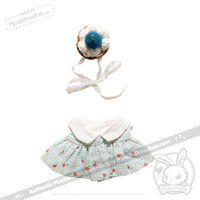 Load image into Gallery viewer, Mini Plush Outfit Cupcake Gingham Teal Dress accessory
