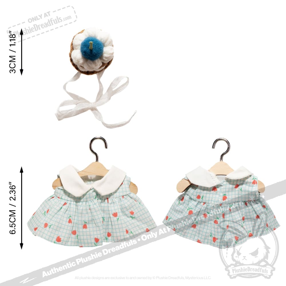 Mini Plush Outfit Cupcake Gingham Teal Dress accessory