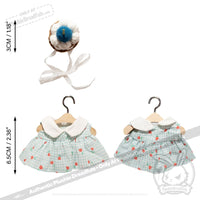 Load image into Gallery viewer, Mini Plush Outfit Cupcake Gingham Teal Dress accessory
