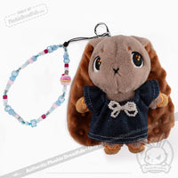 Load image into Gallery viewer, Mini Plush Outfit - Denim Pearl Bow Dress accessory
