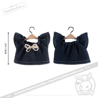 Load image into Gallery viewer, Mini Plush Outfit - Denim Pearl Bow Dress accessory
