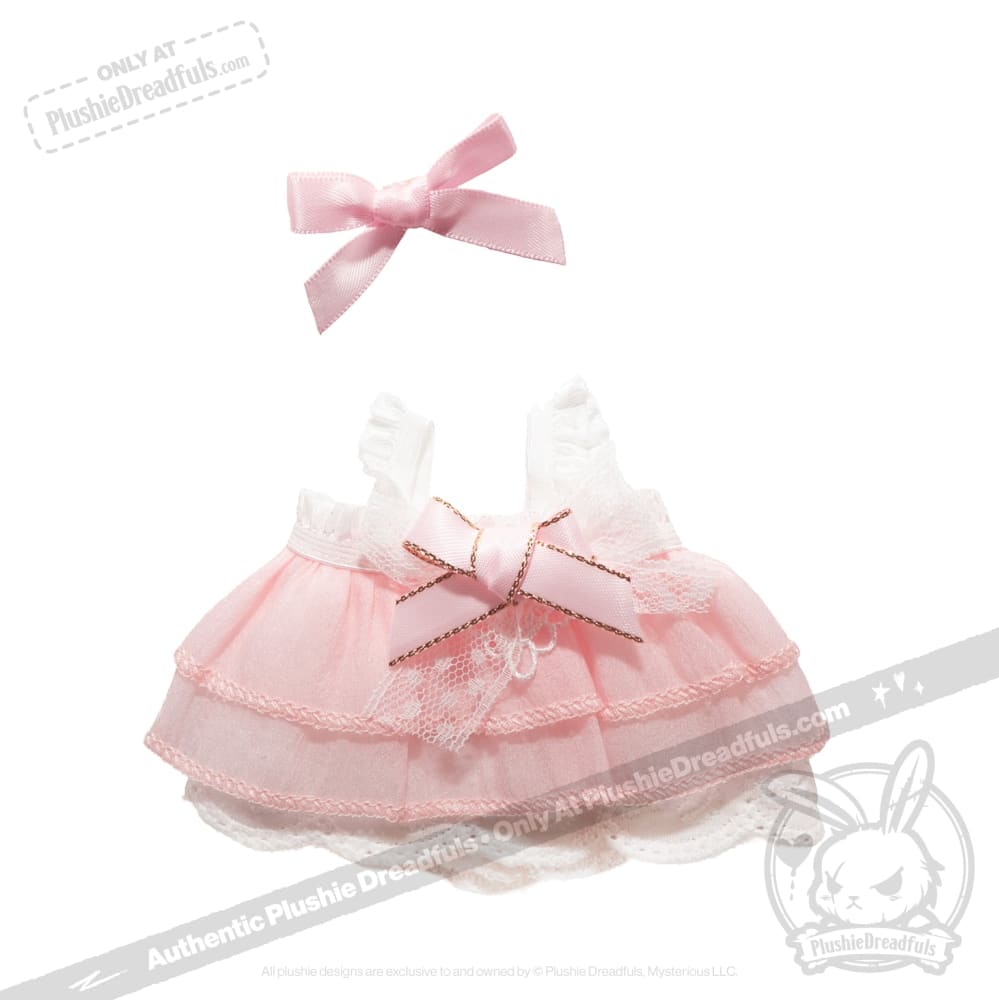 Mini Plush Outfit Frilly Pink Two Tier Dress accessory