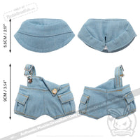 Load image into Gallery viewer, Mini Plush Outfit Light Denim off the Shoulder Overalls accessory
