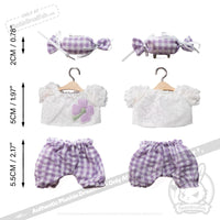 Load image into Gallery viewer, Mini Plush Outfit - Lilac Gingham Pants Ensemble accessory
