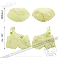 Load image into Gallery viewer, Mini Plush Outfit Lime off the Shoulder Overalls accessory

