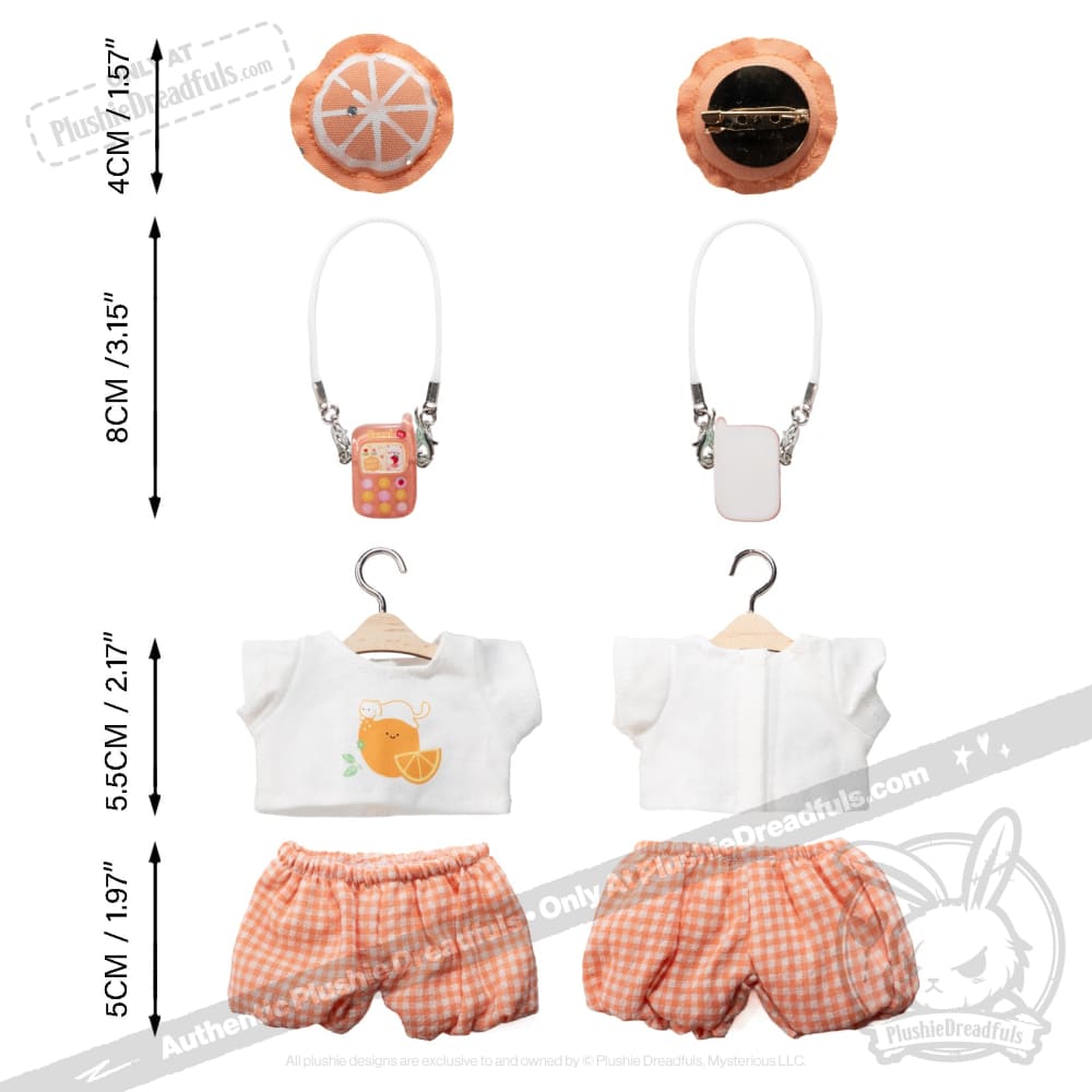 Mini Plush Outfit - Orange Gingham Outfit accessory