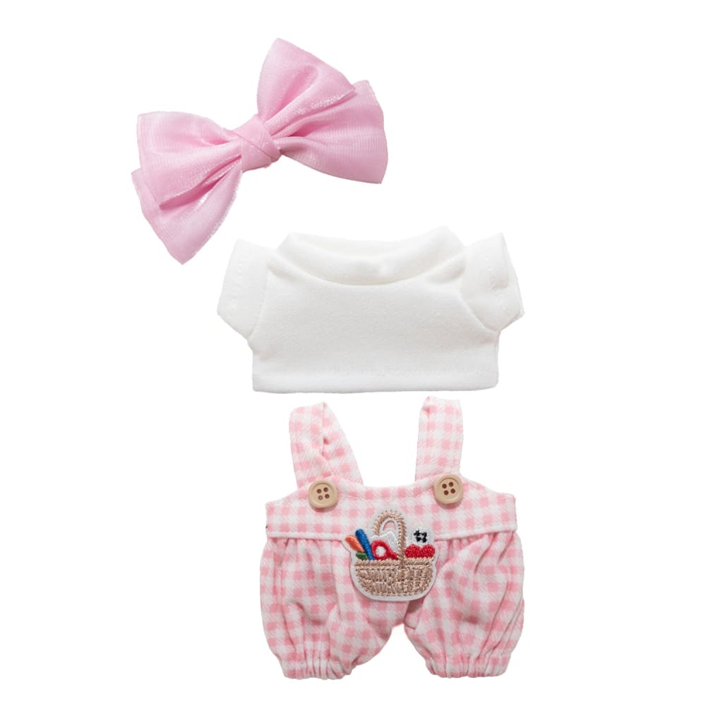 Mini Plush Outfit - Pink Bow Gingham Outfit accessory