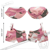 Load image into Gallery viewer, Mini Plush Outfit Pink Camo off the Shoulder Overalls accessory
