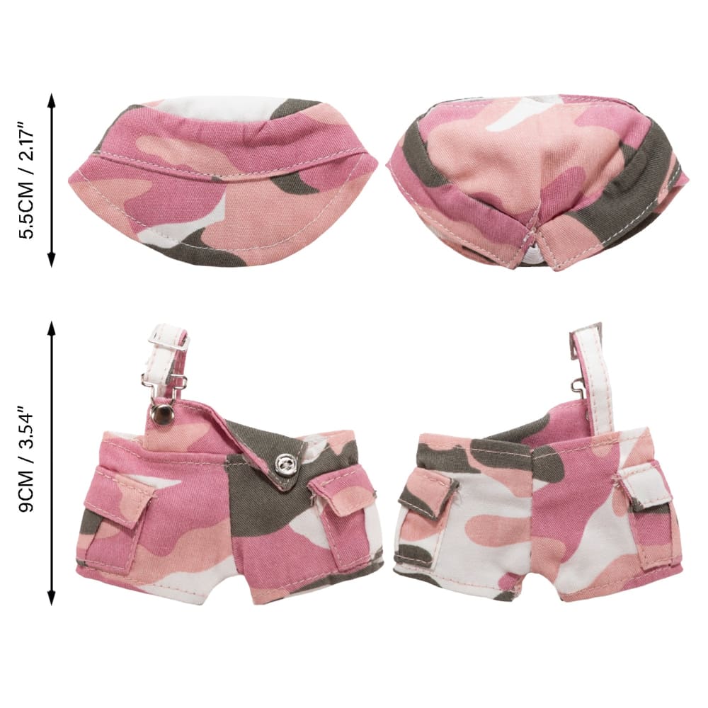Mini Plush Outfit Pink Camo off the Shoulder Overalls accessory