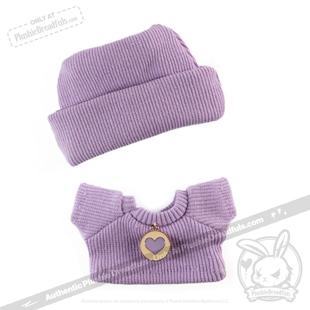 Mini Plush Outfit - Purple Sweater and Beanie accessory